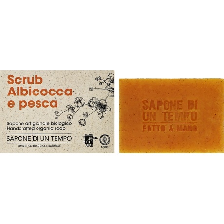 Kooriv seep aprikoosi ja virsiku (100g) sarapuupähkli pulbriga. Seep on orgaaniline, allergeenivaba ja rikastatud neitsioliiviõliga.