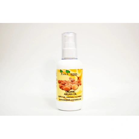 Biopark orgaaniline külmpressitud argaaniaõli 100ml pumppudelis juuste, naha ja küünte hoolduseks.