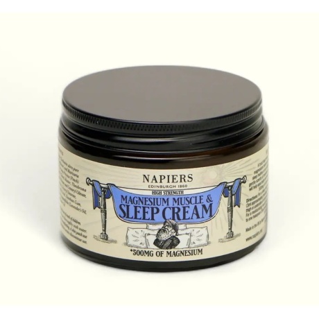 Napiers Magnesium Muscle & Sleep Cream 100ml klaaspurgis – terapeutiline abi lihastele ja uneks.