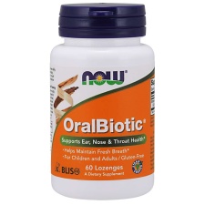 NOW FOODS ORALBIOTIC, Streptococcus salivarius K12 (BLIS K12), 60 PASTILLI, TOIDULISAND